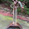 ~ Sold
"Green Legged Ring Neck Metalpiper"
A kinetic whimsical sculpture
44" high   32" wide   30" deep